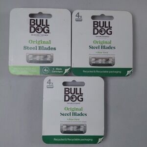 12 Cartridges Bulldog Original Steel Razor 5 Blades with Aloe Vera Refill